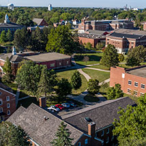 Aerial view of campus. Links to Gifts of Real Estate